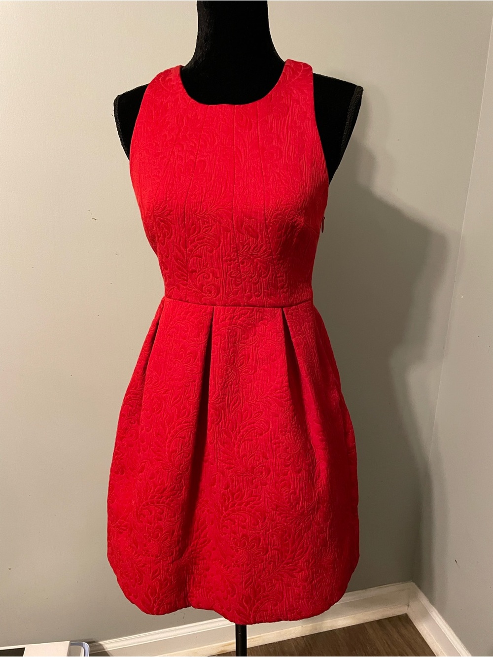 Anthropologie Moulinette Soeurs Red Textured Sleeveless Fit & Flare Mini Dress